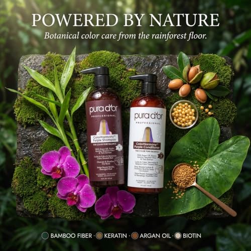 PURA D'OR ColorHarmony Purple Shampoo & Conditioner Toning Set, 16oz x2 - image 4