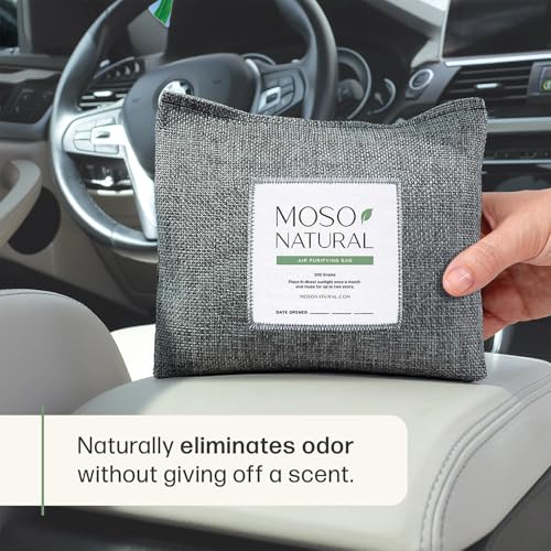 Image of MOSO NATURAL Unscented Air Purifying Bag A Scent Free Odor Eliminator For Cars, Trucks And Suvs. Premium Moso Bamboo Charcoal Odor Absorber 300 G (Pack Of 1) Black, Long Lasting| Lasts up to 2 years!