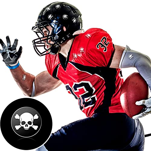 Image of Leinuosen Helmet Stickers Football Baseball Helmet Decals 1-1 /8 Inch Vinyl Sports Football Decals Self Adhesive Hockey Stickers for Hockey, Lacrosse, Batting(Clear Print White,Skull)