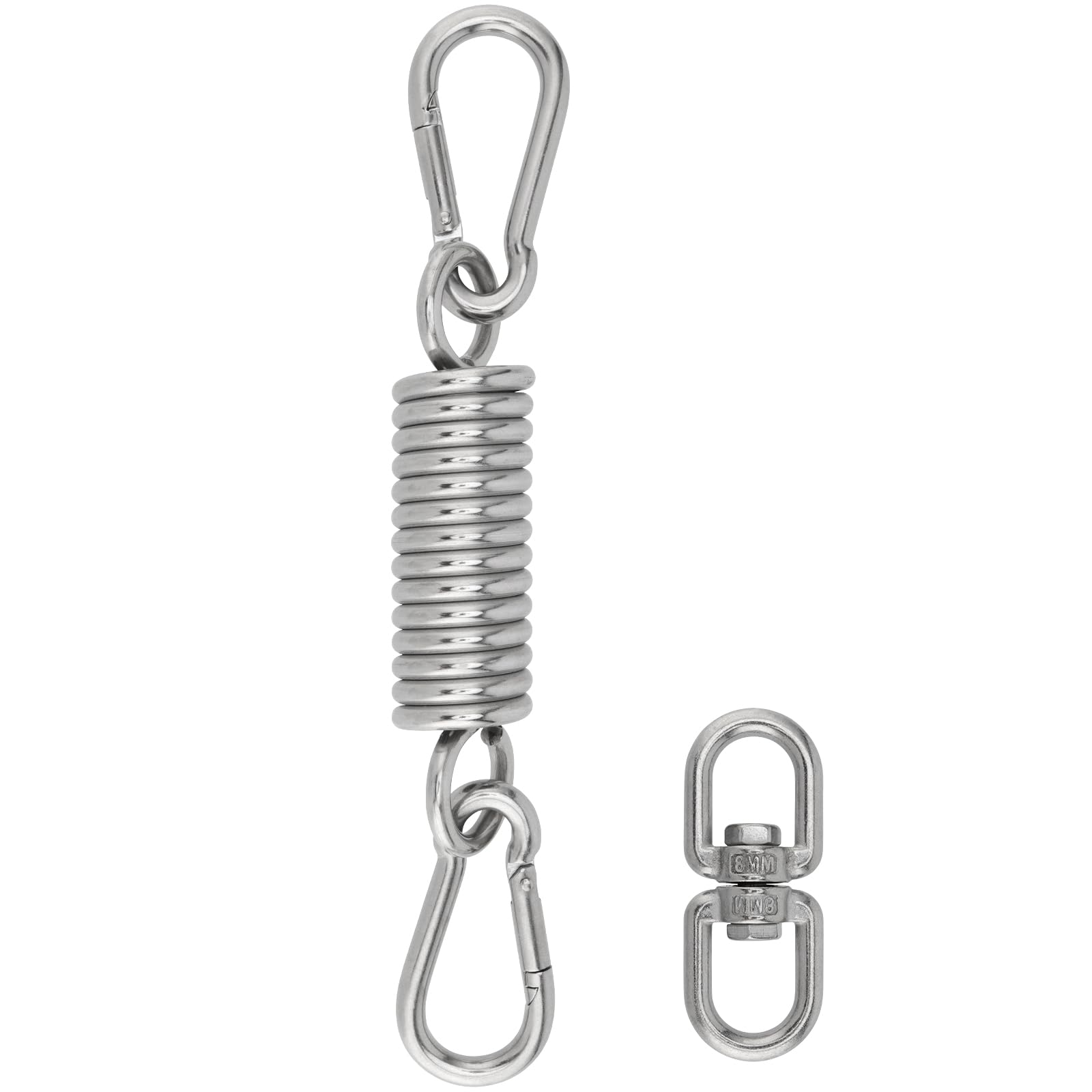 PUCSIQ Swing Spring Steel Spring, Load Capacity up to 250 kg with 2 Carabiner Hooks, Hanging Spring, 360° Rotating Ring