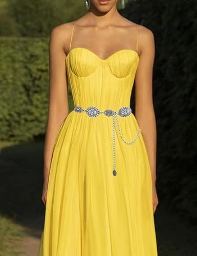 Topacc Western Metal Oval Concho Chain Belt For Women Silver Cowgirl Belt For Dresses Jeans Country Concert Outfit thumb #7