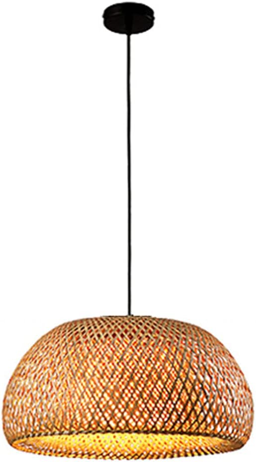 HAIIQU Geometrische Lampenkap Boerderij Bamboe Hanglamp Lamp Armatuur Handgeweven Bamboe Hanglamp Creatieve Vogelnest Bamboe Rotan Kroonluchter voor Woonkamer, Kookeiland, Eetkamer