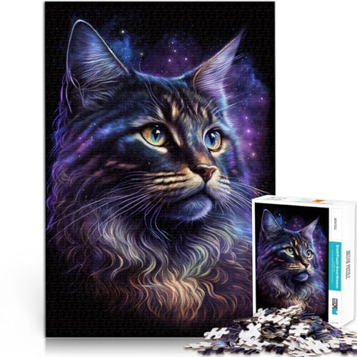 Puzzle de 1000 piezas para adultos, gato cósmico Maine Coon, juguete de arte para el hogar, decoración para adolescentes a partir de 14 años, 26 x 38 cm