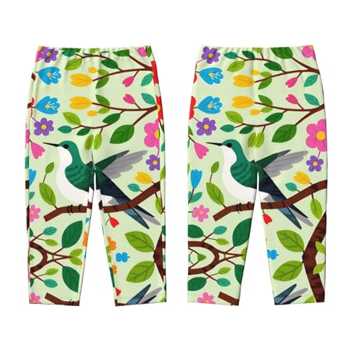 Pajama Pants Pajama Bottoms with Elastic Waistband Sleepwear Lounge Pants, Hummingbird Colorful Flowers3