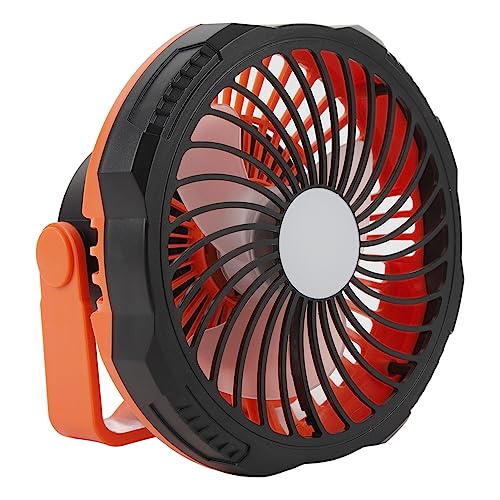 Cocoarm Ventilador de Camping, Ventilador Personal Portátil con Carcasa de ABS, 4 Velocidades, 4 Niveles de Luz, Rotación de 330 Grados, de Tienda con Gancho Plegable para Acampar, Senderismo, Picnic,