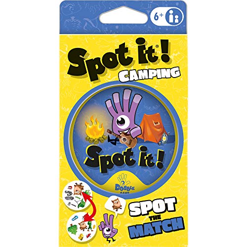Zygomatic Spot It! Camping (Eco-Blister) - Outdoor Adventure Edition with 55 Cards and 5 Mini-Games! Fun Matching Game for Kids, Ages 6+, 2-8 Players, 15 Minute Playtime, Made