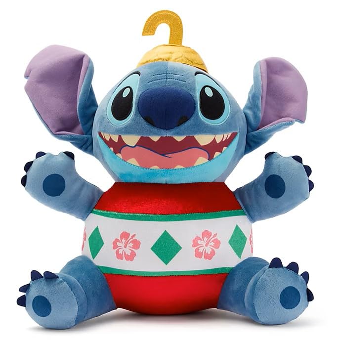 Disney Store Official Stitch Festive Medium Soft Toy Plush from Lilo & Stitch in Christmas Outfit, 35cm