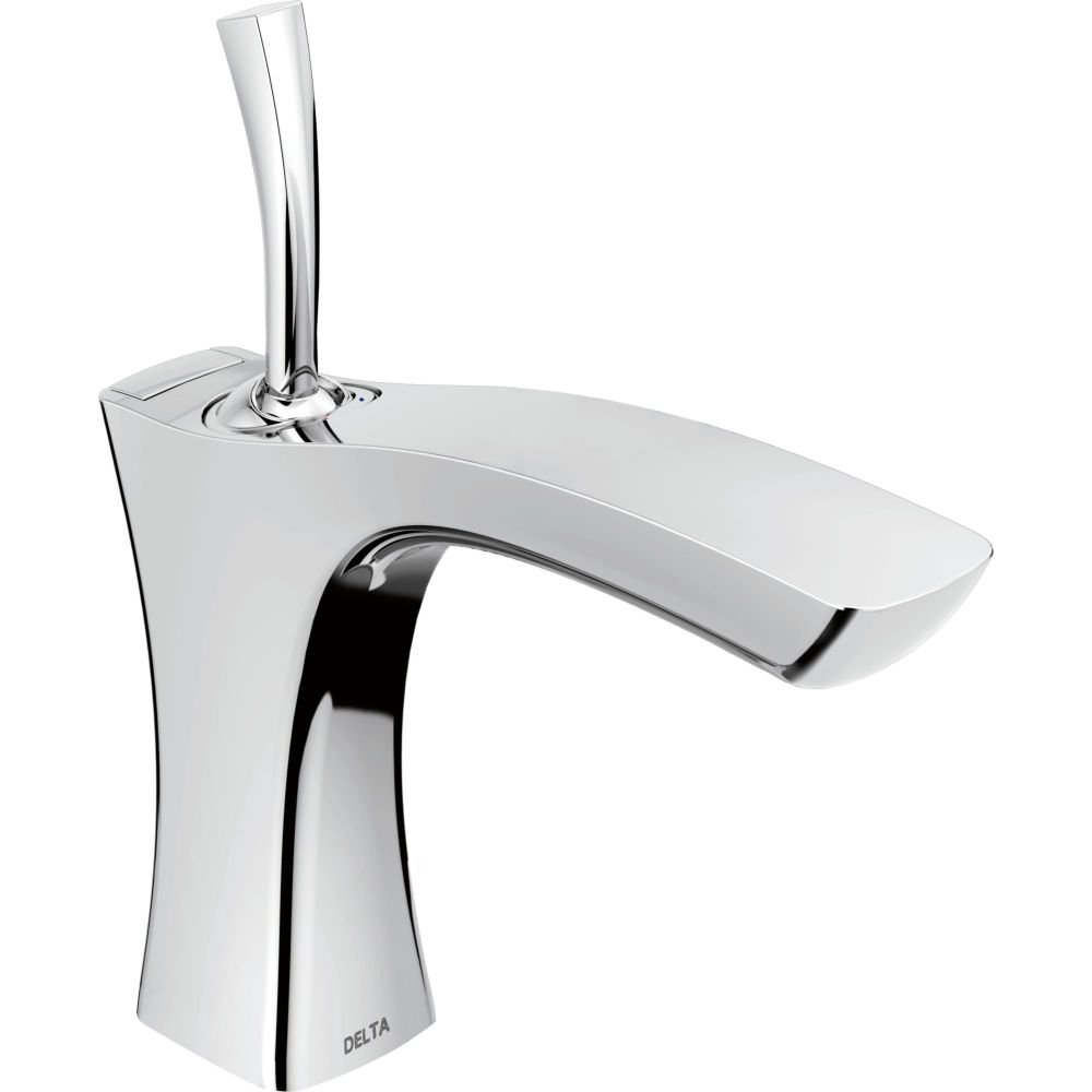 Photo 1 of Delta Faucet Tesla Single Hole Bathroom Faucet, Single Handle Bathroom Faucet Chrome, Bathroom Sink Faucet, Metal Drain Assembly, Chrome 552LF-MPU Chrome With Drain Assembly Standard