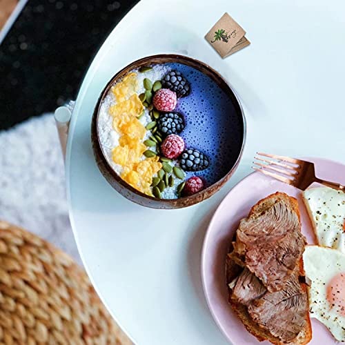 Image of Thenga Jumbo 900 ML Coconut Bowls with Wooden Spoon Sets | Eco-Friendly, Handmade & Durable | Large Natural Coconut Shell Bowls for Smoothies, Salads, Snacks, Desserts & More | Set of 6