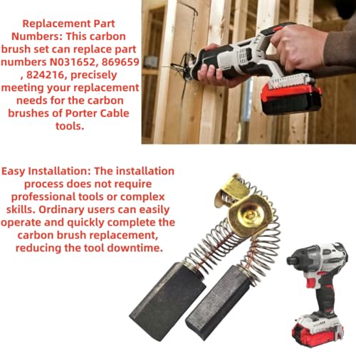 Image of 4 Pack N031652 Carbon Brush Pair for Porter Cable Routers | Fits for Porter Cable 6302, 6902, 690LR, 691, 6912 and 694917 routers; replaces N031652, 869659 and 824216 worn brushes.