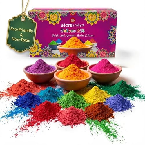 Store Indya Holi Powder Pack of 10 (100g each) – Non Toxic Herbal Holi Color Powder, Bright Safe and Washable Organic Formula Holi Colors for Party, Decorations & Festival Celebration | Multicolor by STORE INDYA - Used condition - US$22.23