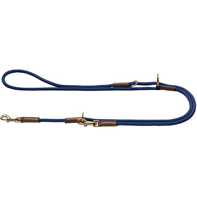 Foto 5 de 8 de HUNTER Correa Ajustable para Perros Malia, Color: Azul Oscuro/marrón Oscuro, Cuerda Flexible y Piel Resistente