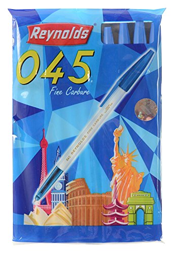 Set of 10 Reynolds 045 fine carbure Non smudge ball Point pens BLUE