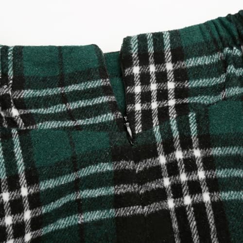 Image of IDEALSANXUN Women's Fall Winter High Waisted Wool Plaid A-line Long Skirt