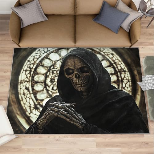 Washable Rugs for Living Room Bedroom, Grim Reaper Rug & Home Decor, Horror Area Rug, Non Slip Soft Low Pile Non-Shedding Indoor Carpet, Decorative Patterned Rug -(2x3ft)