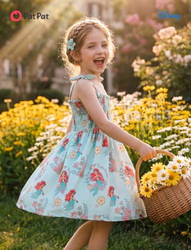 Image of Disney Princess Frozen Elsa Minnie Stitch Toddler Girl Dress Bow Tie Straps Smocked Summer Outfit Birthday Party Clothes 2-9Y