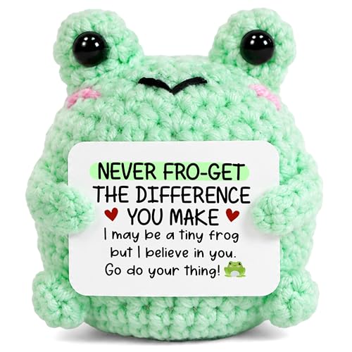 OASSIE Thank You Gifts for Women Men - Positive Crochet Animals Frog Gifts