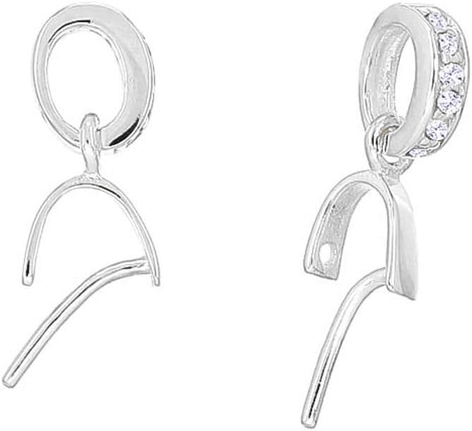 egemmall 1PC Sterling Silver CZ Pendant Pinch Bail Clasp Connector