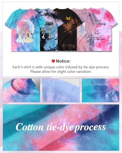 Tie Dye Shirt Women - Novelty Tie Dye T Shirt Short Sleeve Round Neck Casual Trendy Graphic Tee for Girls3