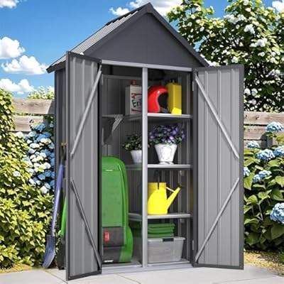 U-MAX Outdoor Storage Cabinet Waterproof, Vertical Tall Outdoor Storage Cabinet with 3 Adjustable Shelves, Double Lockable Doors, Sheds & Outdoor Storage for Patio, Backyard, Garden