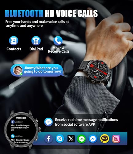 HIRREO Smart Watch for Men, 1.85" Extra Large Smartwatch with Flashlight, 800mAh Long Battery, 100+ Sports Fitness Tracker Watch, Bluetooth Caling/Sleep Monitor Smart Watch for Android iOS - Image 6