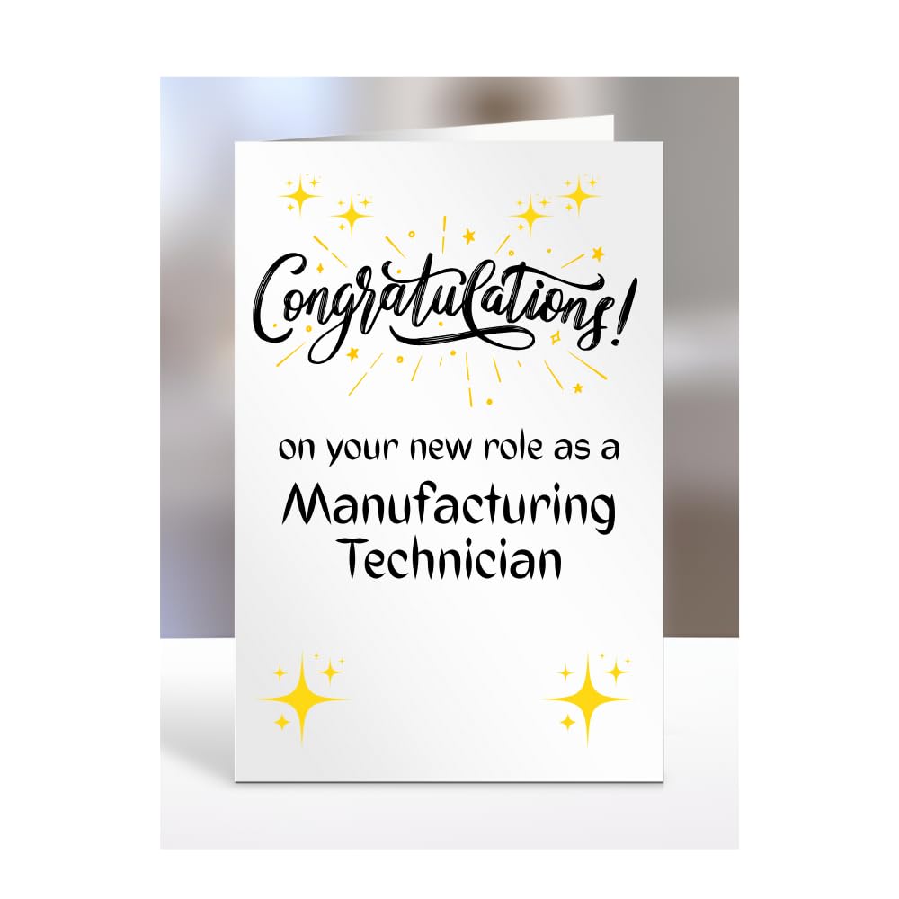 Congratulations on your new role as Manufacturing Technician card, for men, women, colleague, boss, manager, supervisor, friend, gifts or presents, A5-222b_201