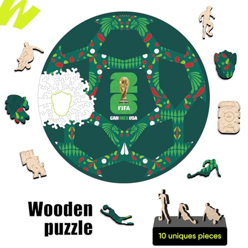 Image of FIFA Mexico Ball-Wooden Puzzle for Adult, 200 Pieces Irregular Shape Puzzle, 5MM Thick, Creative Collectible Gift Fans, Officially Licensed Product, 10 * 10 inch