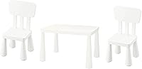 Vista 1 de IKEA MAMMUT Mesa infantil, en/exterior Con 2 sillas [blanco]