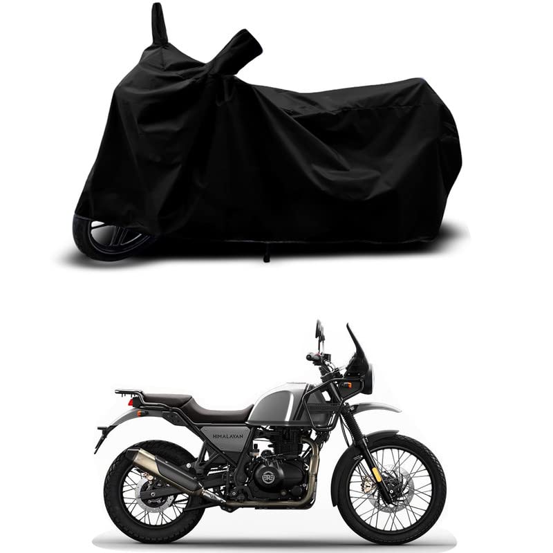 Image of 100% Scratchproof /UV-Rays /Heat Protection /Birds Dropping /Water Resistant /Dust Proof /Waterproof /Full Bike Scooty Two Wheeler Body Cover Compatible for Himalayan Mirage All Varients[Black]