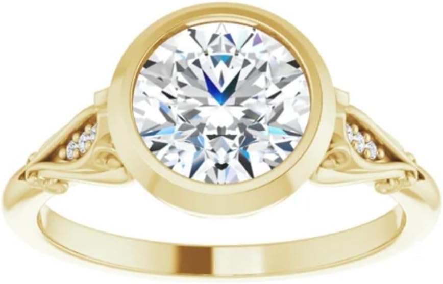 1.5 CT Moissanite Handmade Engagement Ring Bridal Wedding Ring for Women, Bezel Style Design, Promise Gifts for Her Solitaire