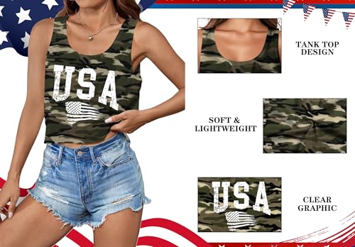 Image of Ithalt Womens American Flag Shirts 4th of July Outfits USA T-Shirt Patriotic Tank Shirt Fourth of July Sleeveless Tops