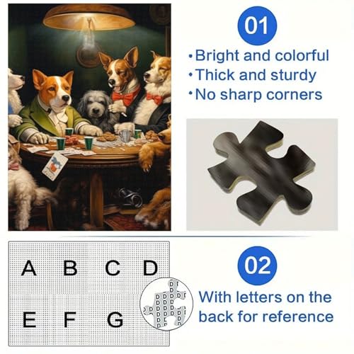 Hunde Spielen Poker, 1000-teiliges Puzzle für Erwachsene und Jugendliche, hilft dem Gehirn beim Training, süchtig machendes Spielzeug zur Förderung der Geduld, geeignet für Paare, 38x26cm