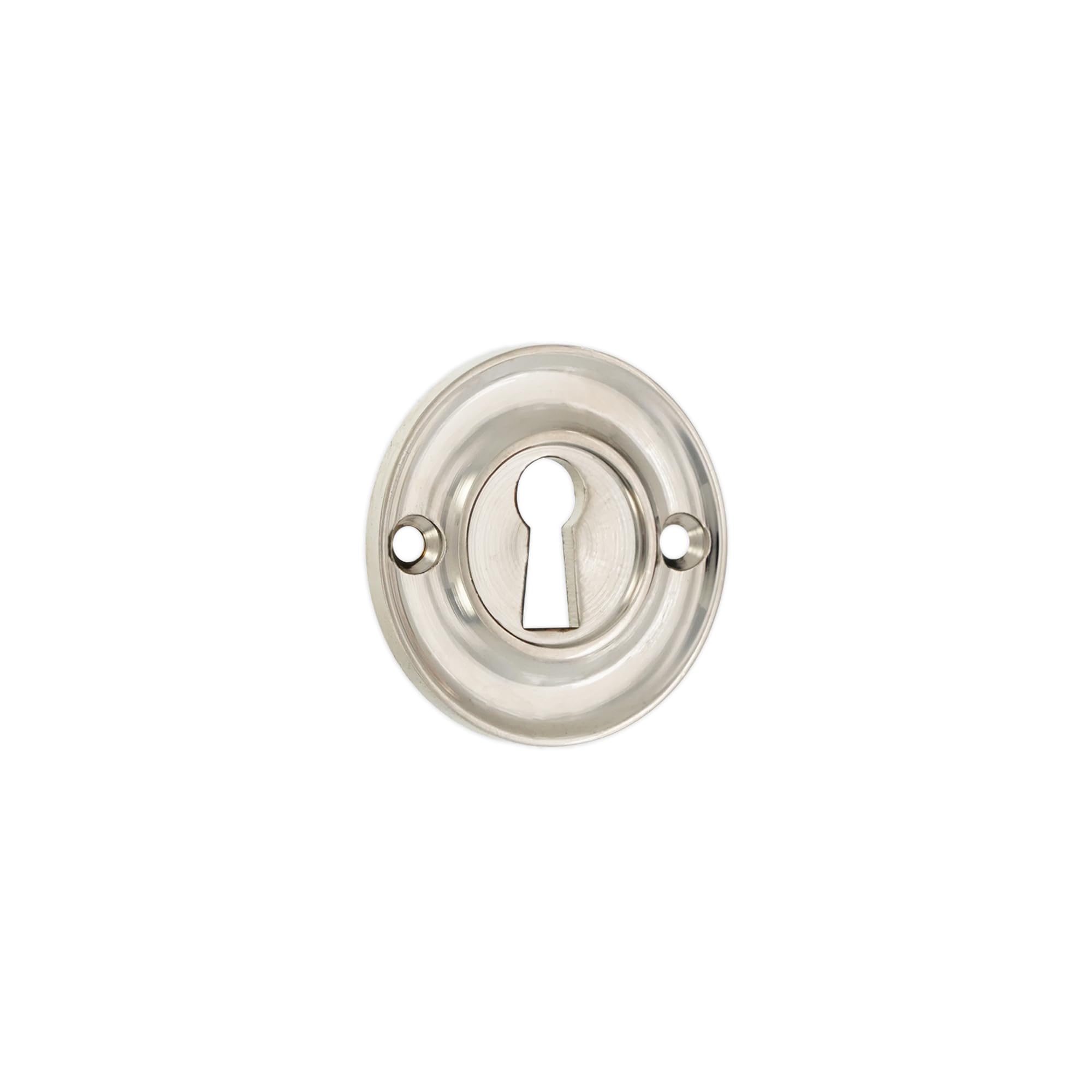 Infinity Decor Solid Brass Vintage Style Slimline Standard Escutcheon Door Lock Keyhole Cover for Front Doors 42mm (Polished Nickel)