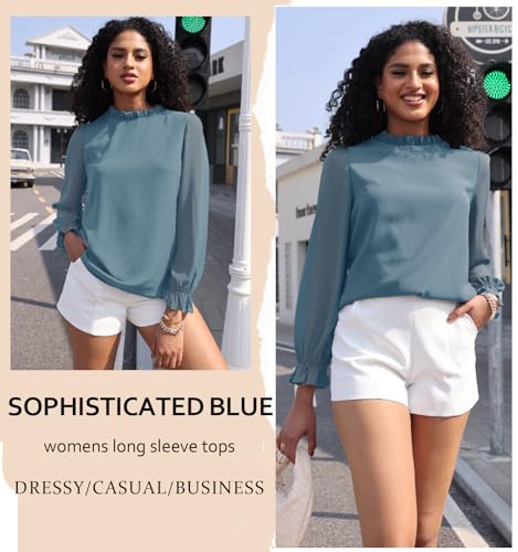 Image of Aifer Womens Blouses Dressy Casual Business Work Shirts Mock Neck Tops