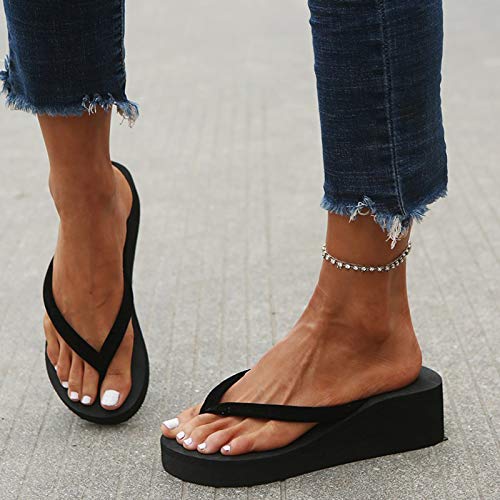 Platform Flip Flops for Women with Arch Support High Heel Wedge Sandals Comfortable Walking Beach Cushion Sandals2