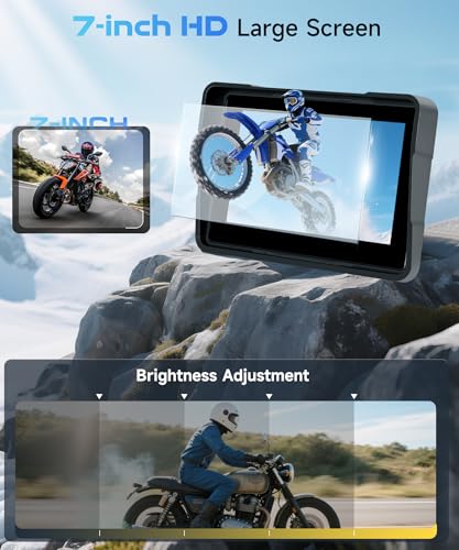 Image of 5 Inch Motorcycle Wireless CarPlay GPS Navigation System, Android Auto Portable CarPlay Screen for Motorcycle, Dual Bluetooth Car Play Moto, Si-ri, Goo-gle Assistant, IP67 Waterproof Moto Screen