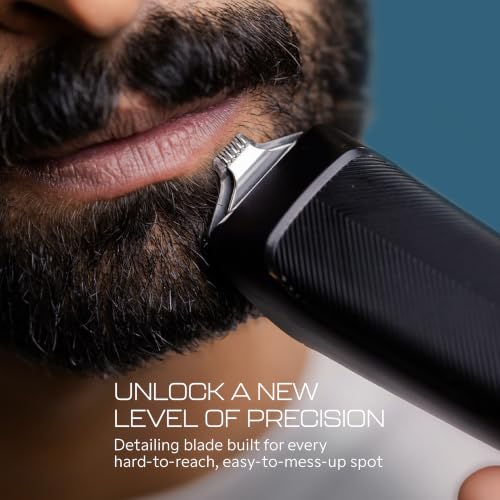 Image of Zlade Jaws Blitz All in One Beard Trimmer for Men | 7 length settings of 0.5mm to 12mm | 3 Interchangeable Heads - Beard Trimmer, Nose & Ear Trimmer, Precision Styling Trimmer | USB-C Fast Charging, 90mins runtime (Black)