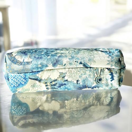 Kimono Cloud Clutch bag Vintage Floral Kiss Lock Purses and Handbags Crossbody Bag/Made in Japan Japanese Evening Clutch Buckle Purse Shoulder/Blue chrysanthemums and cherry blossoms4