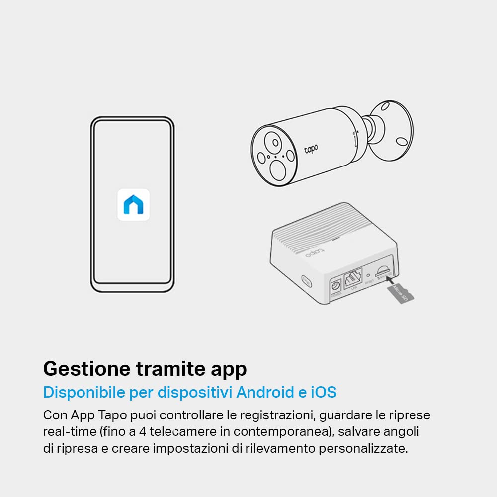 Tapo C420S1 Telecamera WiFi Esterno QHD 2K, Batteria Senza Fili, Allarme con Rilevamento del Movimento, IP65, 2 Vie Audio, Nessun Cablaggio, Visione Notturna a Colori, Telecamere Hub