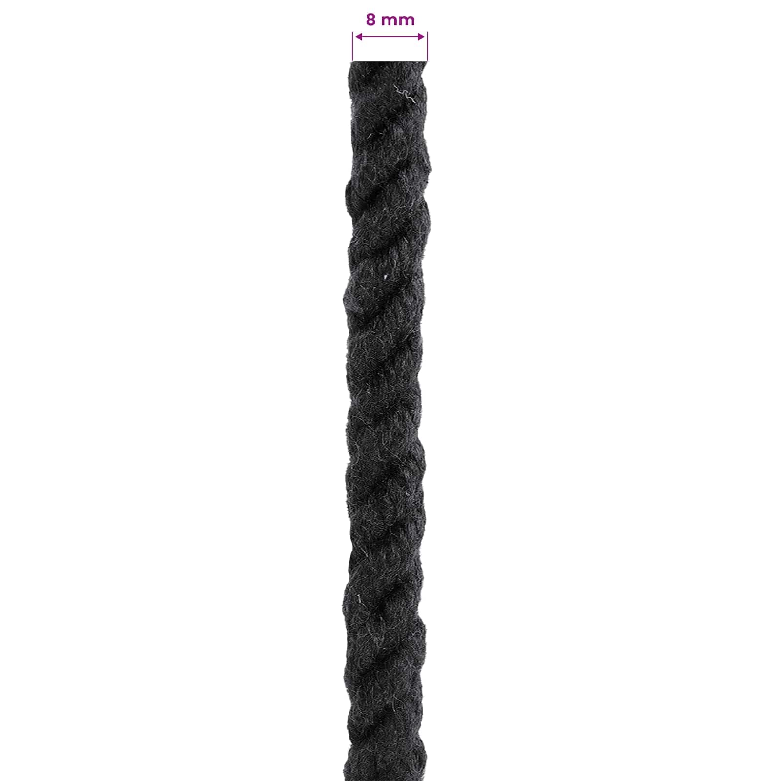 Cuerda de algodón negra 0,8 x 0,8 x 50000 cm, 3 capas, cuerda de rocío, cuerda para interior y exterior, manualidades, macramé, fijación