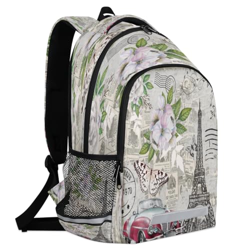 Newspaper Car Pylon Butterfly Backpack with Chest Strap Reflective Lightweight Travel Hiking Backpack for Men Women Waterproof Daypack Back Pack for Commute Camping