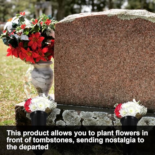 2 Pcs Cemetery Memorial Vases with Ground Spikes, Floral Grave Vases for Artificial Flowers, Durable Flower Holders for Cemetery Headstones image 5