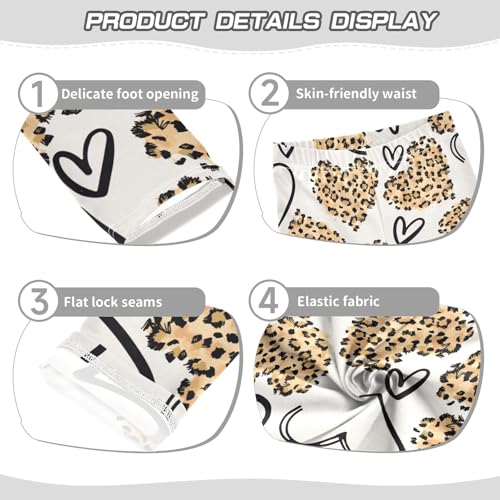 Heart with Leopard Girls Leggings,Workout Leggings for Girls Toddler Athletic Legging Size for 3-10T3