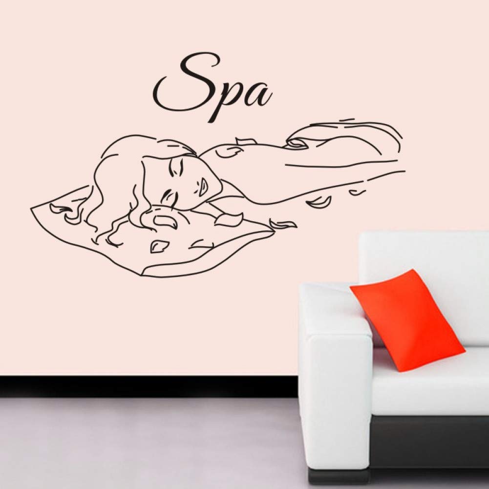 SUPWALS Adesivi murali Adesivo Per Salone Di Bellezza Spa Massage Adesivo Per Salone Di Bellezza Poster Adesivi Murali In Vinile Decor Murale Adesivo Per Finestra In Vetro Per Massaggio Spa 80X132 Cm