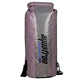 Aquafree アウトドア防水バッグ 24L パープル 密封防水 円筒型 透明グリッド素材