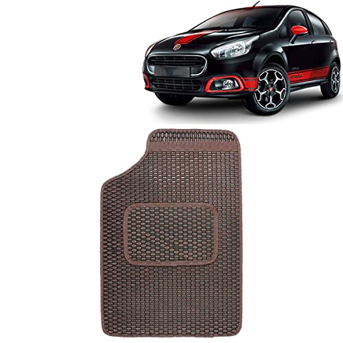Image of Kingsway Dotted Design Car Floor Foot Mats Universal Fit for Fiat Abarth Punto, Model Year : 2005-2019, Water and Dustproof, Color Brown, Set of 5 Pieces