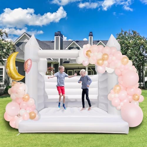 White Bounce House, Oxford Fabric Bounce House for Kids,Castle with Blower,Perfect for Kids, Family, Wedding (13x13x12FT, Weddings) - Image 6