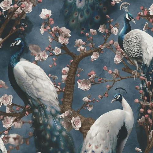 Erismann Abode 10414-08 - Papel pintado de pavo real azul marino