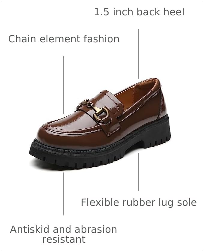 Image of OKJ Loafers Women Black Platform Penny Chunky Business Casual Office Shoes