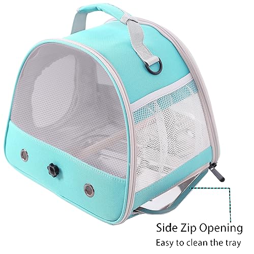 Bird Travel Cage, Portable Small Bird Parrot Parakeet Carrier with Standing Perch (NO Metal Tray), Side Access Window Collapsible(Green, Mesh Windows) - Image 6